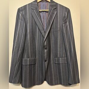 ETRO Milano Italian Wool, Silk/Cupro Lined Striped Designer Blazer